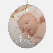Auntie Established 2 Baby Photo Cute Heart セラミックオーナメント (左)