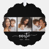 Auntie Established Modern Script Black 3 Photo  オーナメントカード (裏面)