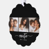 Auntie Established Modern Script Black 3 Photo  オーナメントカード (左)
