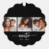 Auntie Established Modern Script Black 3 Photo  オーナメントカード (正面)