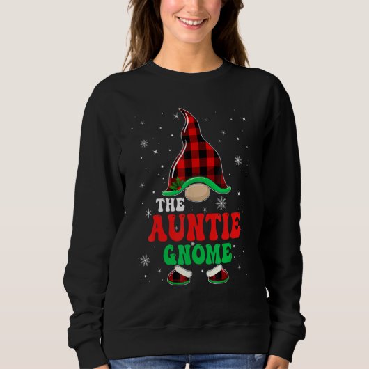 Auntie Gnome Buffalo Plaid Matching Family Christm スウェットシャツ (正面)