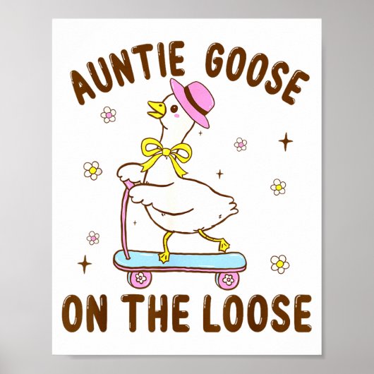 Auntie Goose On The Loose Funny Birthday Matching ポスター (正面)