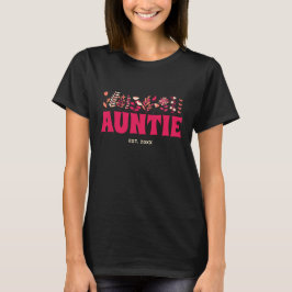 Auntie Groovyピンクの花ヴィンテージフローラ叔母 Tシャツ