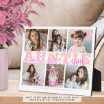 AUNTIE I Love You 6 Photo Collage Pink White 8x10 フォトプラーク<br><div class="desc">6人の写真を持つ姪や甥の叔母のための記念写真コラージュ8x10の表示を作成し、タイトルAUNTIEは編集可能なピンクモダンで、ハートタイポグラフィI LOVE YOUデザインオーバーレイと自分の文字と手書きのスクリプトを付けパーソナライズされたてカスタム。写真のヒント：最も速く最高の/結果を得るには、途中に被写体がある写真を選択し、CHANGEタブを使用してアップロードする前に示すように前もって同じ形状にトリミングする。変更：背景色を変更したり、スタイル設定されたグラフィックス背景から選択したり、文字のフォントのスタイルパーソナライズされた、色、サイズ、および配置を変更したりクリックでは、PERSONALIZEセクションの下のONカスタマイズMOREで変更できます。Zazzle Chat連絡またはmakeitaboutyoustore@gmail.comを使ってデザイナーを作成しもして、このデザインを別の配色または別の製品で変更したい。</div>