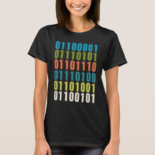 Auntie In Binary Code  Aunt Coder Programmers Tech Tシャツ (正面)
