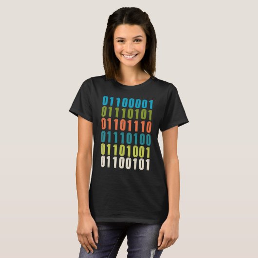 Auntie In Binary Code  Aunt Coder Programmers Tech Tシャツ (正面フル)