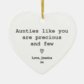 Auntie Keepsake Gift Minimalist Text with Name セラミックオーナメント (正面)