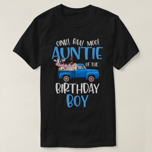 Auntie of the誕生日ボーイファーム動物ブルートラック tシャツ (デザイン正面)