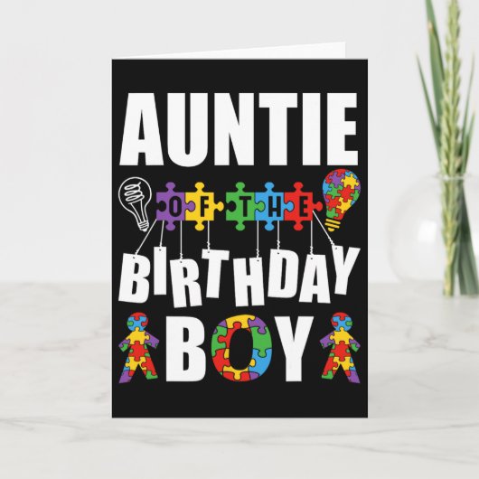 Auntie Of The Birthday Boy Autism Awareness Celebr カード (正面)