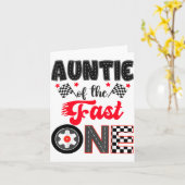 Auntie Of The Fast One Car Racing Dad 1st Birthday カード (黄色い花)