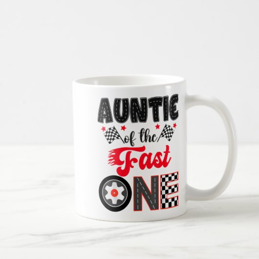 Auntie Of The Fast One Car Racing Dad 1st Birthday コーヒーマグカップ (右)