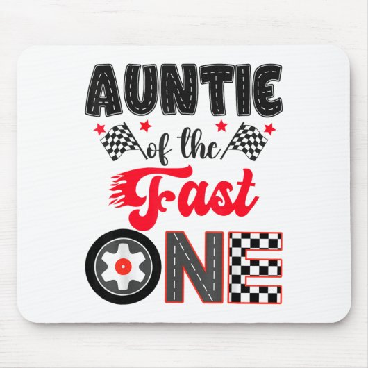 Auntie Of The Fast One Car Racing Dad 1st Birthday マウスパッド (正面)
