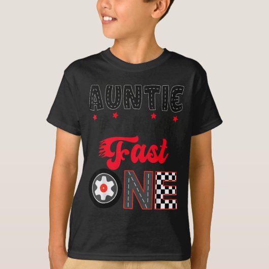 Auntie Of The Fast One Car Racing Dad 1st Birthday Tシャツ (正面)