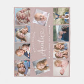 Auntie Photo Collage Script Cute Heart Modern フリースブランケット (正面)