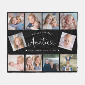 Auntie Photo Collage Script Cute Heart Modern フリースブランケット (正面(横))