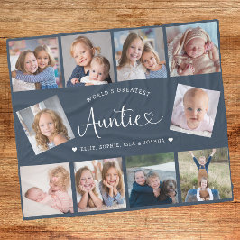 Auntie Photo Collage Script Cute Heart Modern フリースブランケット