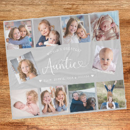 Auntie Photo Collage Script Cute Heart Modern フリースブランケット