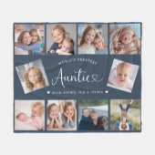 Auntie Photo Collage Script Cute Heart Modern フリースブランケット (正面(横))