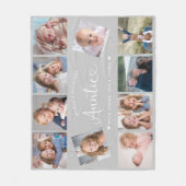 Auntie Photo Collage Script Cute Heart Modern フリースブランケット (正面)