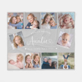 Auntie Photo Collage Script Cute Heart Modern フリースブランケット (正面(横))