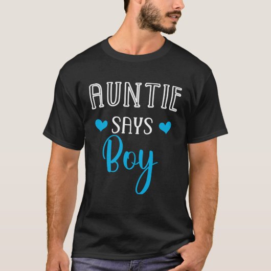 Auntie says boy gender reveal party matching famil tシャツ (正面)