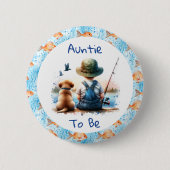 Auntie to be | 魚釣りをテーマにしたベビーシャワー 缶バッジ (正面)