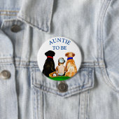 Auntie to be Baseball Boy's Baby Shower 缶バッジ (インサイチュ)