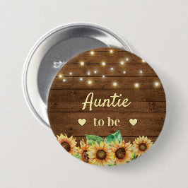 Auntie to be New Aunt Rustic Sunflower Baby Shower 缶バッジ