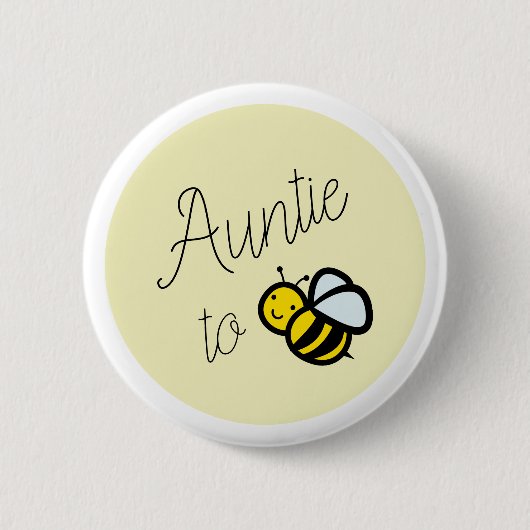 Auntie to Bee赤ちゃんシャワー黄色ボタン 缶バッジ (正面)