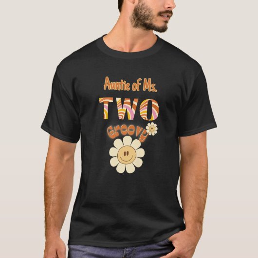 Auntie Two Groovy 2 Birthday Toddler Hippie Retro  Tシャツ (正面)
