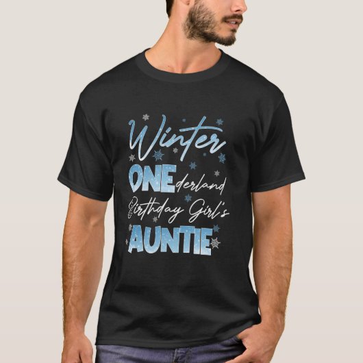Auntie Winter Onederland 1st Birthday Snowflake Fa Tシャツ (正面)