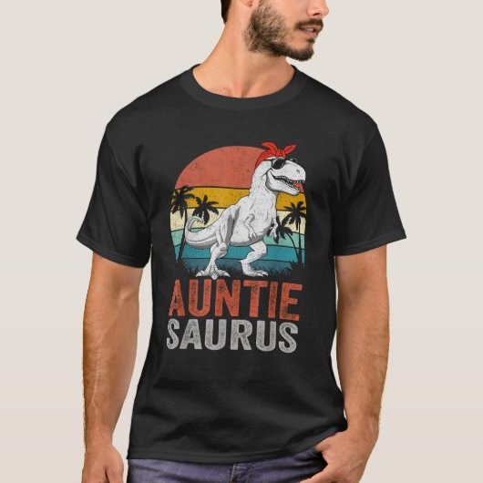 Auntiesaurus T Rex Dinosaur Auntie Saurus Family M Tシャツ (正面)
