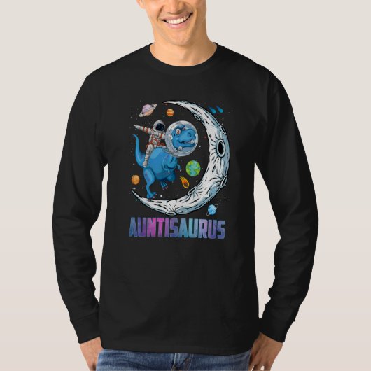 Auntisaurus宇宙飛行士が恐竜に乗ってレックス母親D Tシャツ (正面)