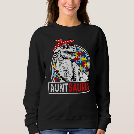 Auntsaurus Rex Dinosaur Autism Aunt Saurus Family  スウェットシャツ (正面)