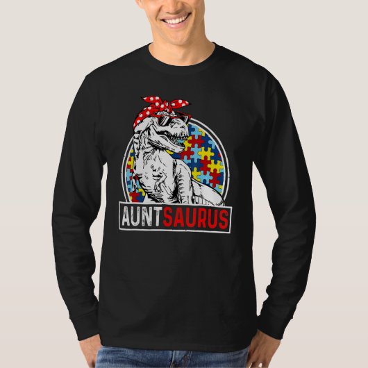 Auntsaurus Rex Dinosaur Autism Aunt Saurus Family  Tシャツ (正面)