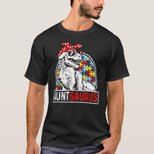 Auntsaurus Rex Dinosaur Autism Aunt Saurus Family  Tシャツ (正面)