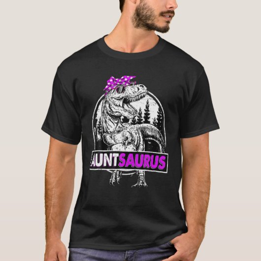 Auntsaurus Tレックスおもしろい恐竜の母の日 Tシャツ (正面)