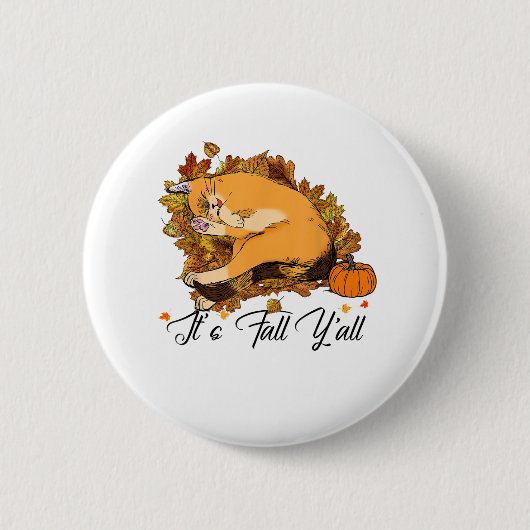 Auntun Cat秋Y'all Pumpkins Autumn Hallow 缶バッジ (正面)