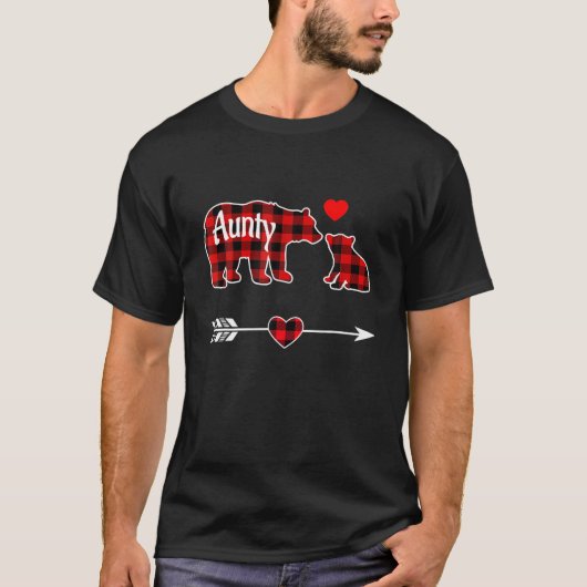 Aunty Bear Christmas Pajama Red Plaid Buffalo Fami Tシャツ (正面)