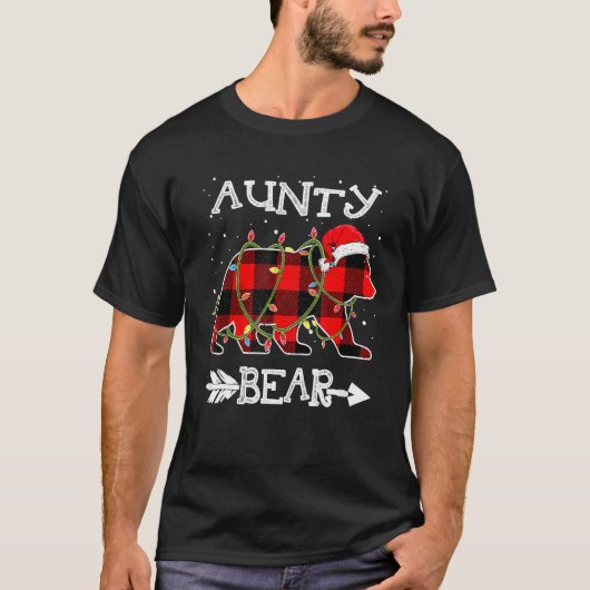 Aunty Bear  Red Buffalo Plaid Mom Bear Pajama Tシャツ (正面)