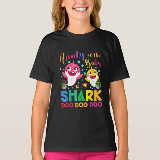 Aunty Of The Baby Shark Birthday Aunty Shark Tシャツ (正面)