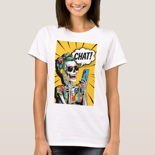 Aunty Skeleton Chat - クラシックポップ・アートの Art Tシャツ (正面)