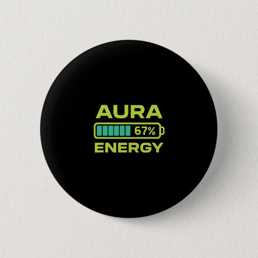 Aura Energy 67 パーセント ミーム 六七 農業 缶バッジ (正面)