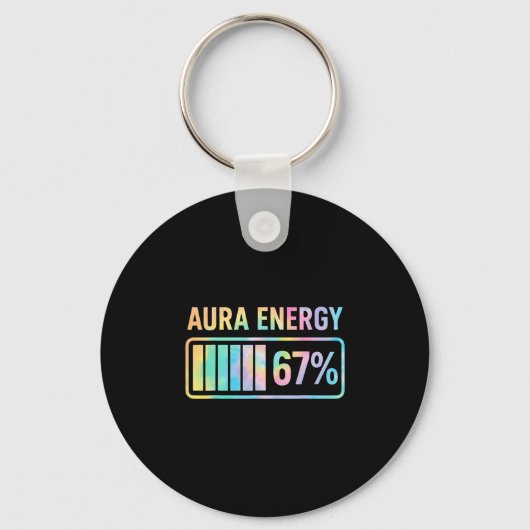 Aura Energy 67 Funny Six Seven Meme Gen Alpha Slan キーホルダー (正面)