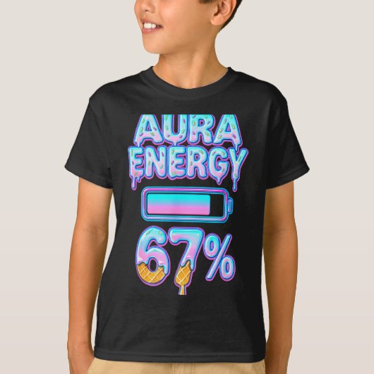 Aura Energy 67 Meme Ice Cream Drip 6 7 Funny Six S Tシャツ (正面)
