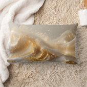 Aura of Gold – Elegant White & Gold Abstract Throw ランバークッション (ブランケット)