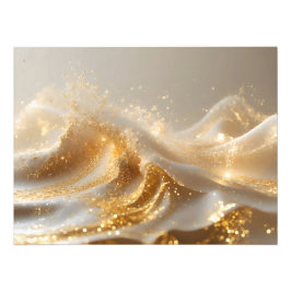 Aura of Gold – Elegant White & Gold Abstract Wall  フォトプリント