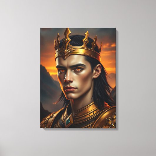 Aurelius the Solar Flame - Epic Golden King キャンバスプリント (正面)