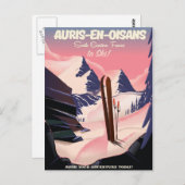 AURIS-EN-OISANSフランスのスキーポスター ポストカード (正面/裏面)