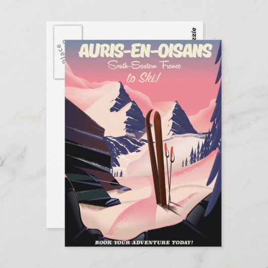 AURIS-EN-OISANSフランスのスキーポスター ポストカード (正面/裏面)